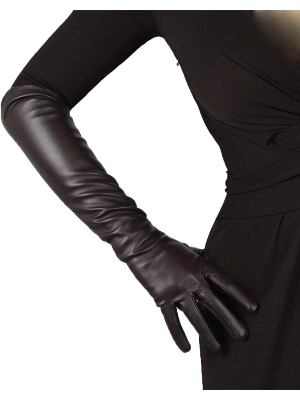 Women's Coffee Over Elbow Winter Full Finger For Halloween Long Leather Gloves